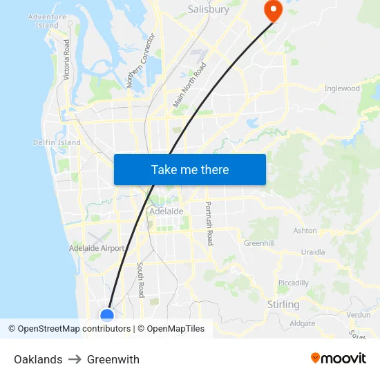 Oaklands to Greenwith map