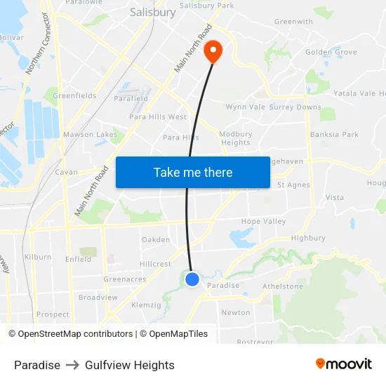 Paradise to Gulfview Heights map