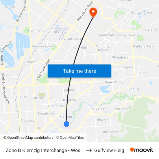 Zone B Klemzig Interchange - West side to Gulfview Heights map