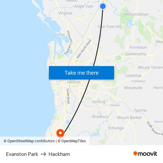 Evanston Park to Hackham map