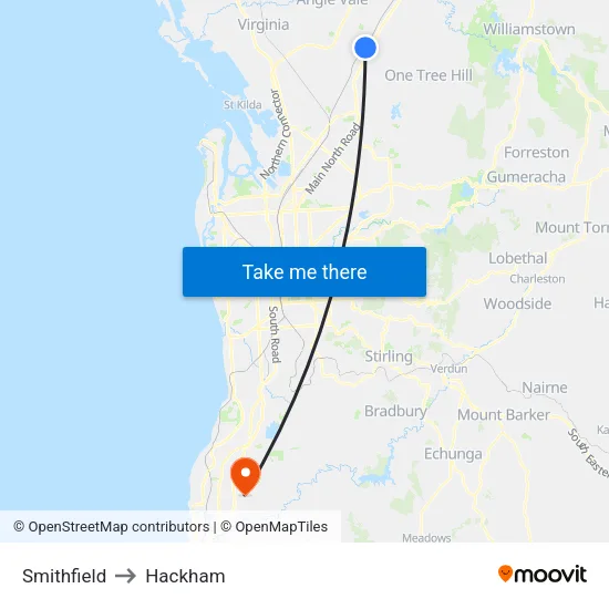 Smithfield to Hackham map