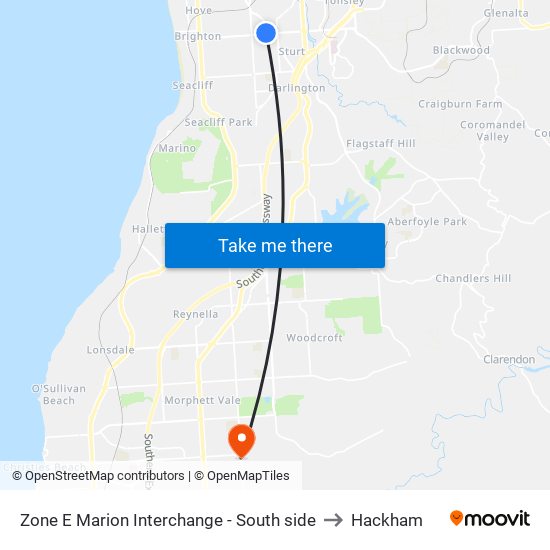 Zone E Marion Interchange - South side to Hackham map