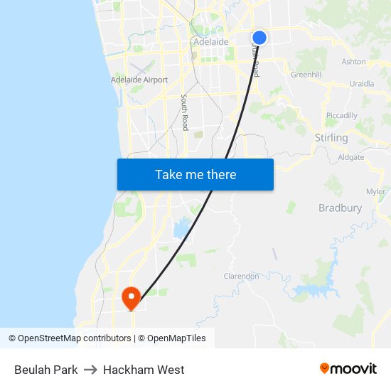 Beulah Park to Hackham West map