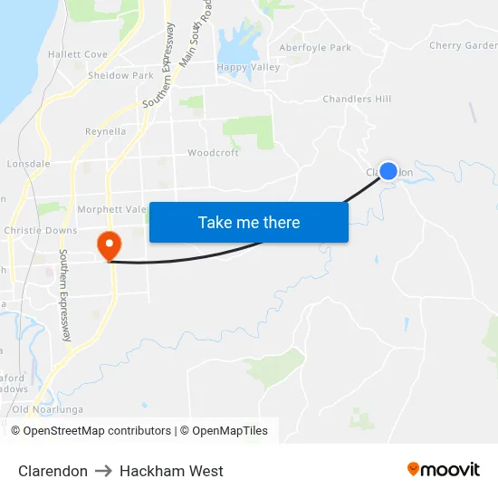 Clarendon to Hackham West map