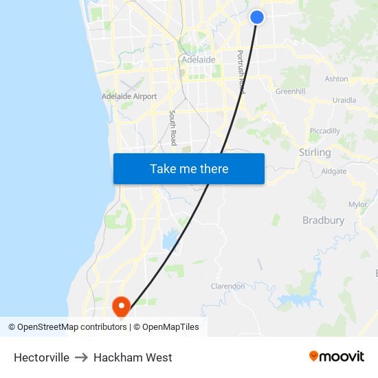 Hectorville to Hackham West map