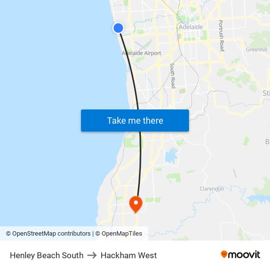 Henley Beach South to Hackham West map