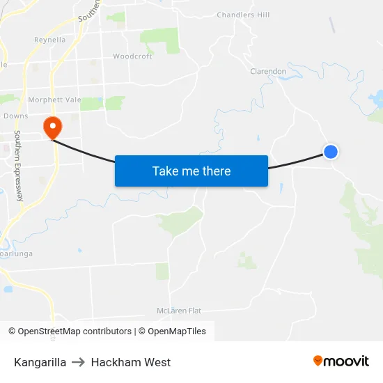 Kangarilla to Hackham West map