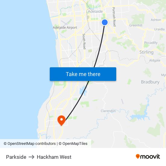 Parkside to Hackham West map