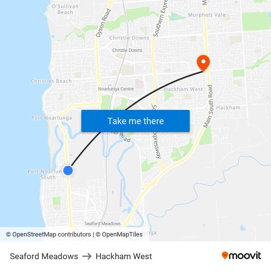 Seaford Meadows to Hackham West map