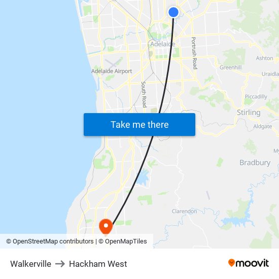 Walkerville to Hackham West map