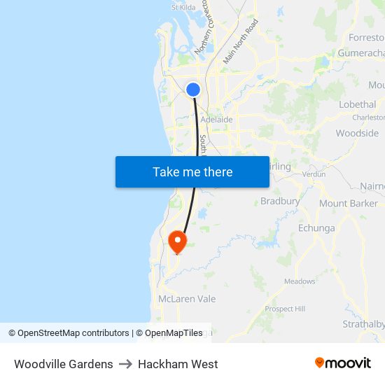 Woodville Gardens to Hackham West map