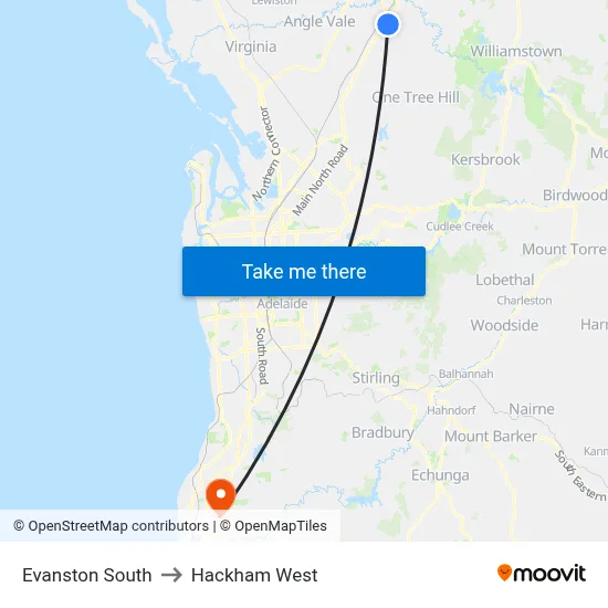 Evanston South to Hackham West map