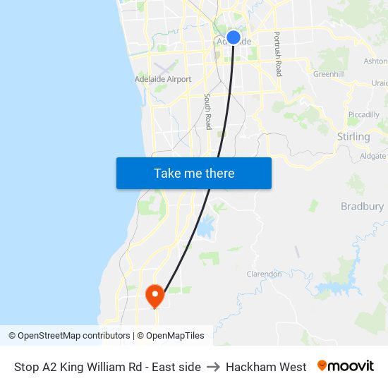 Stop A2 King William Rd - East side to Hackham West map