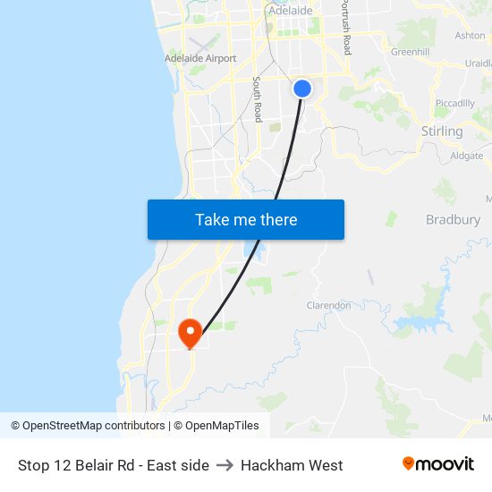 Stop 12 Belair Rd - East side to Hackham West map