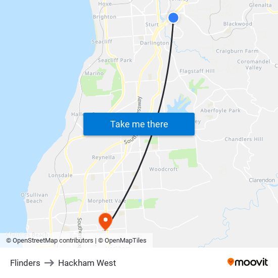 Flinders to Hackham West map