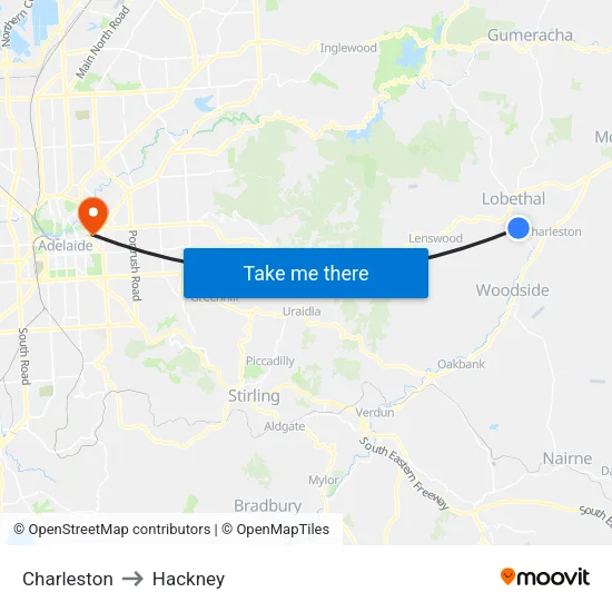 Charleston to Hackney map