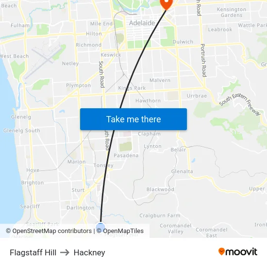 Flagstaff Hill to Hackney map
