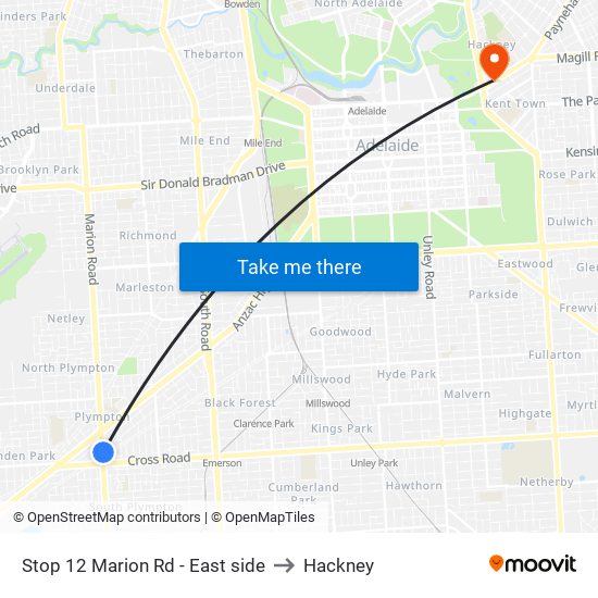 Stop 12 Marion Rd - East side to Hackney map