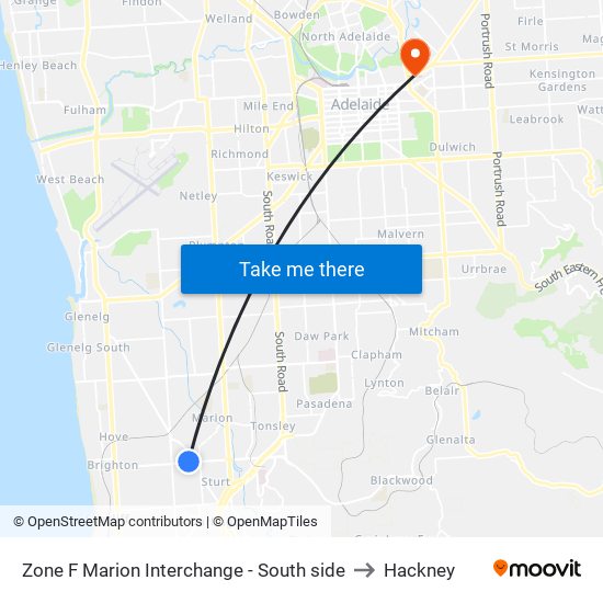 Zone F Marion Interchange - South side to Hackney map