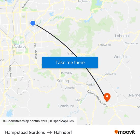 Hampstead Gardens to Hahndorf map