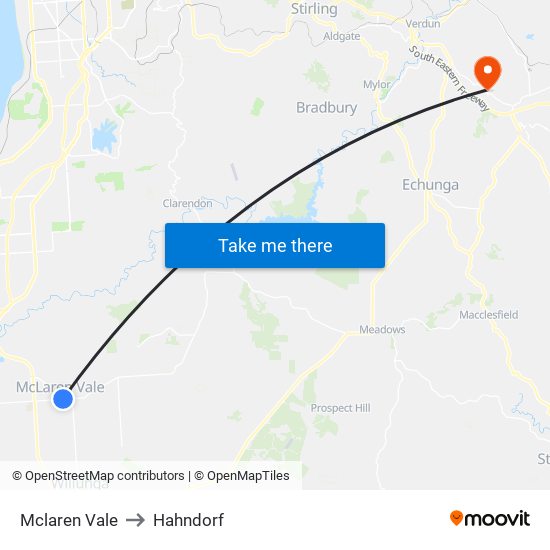 Mclaren Vale to Hahndorf map