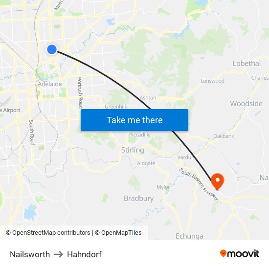 Nailsworth to Hahndorf map