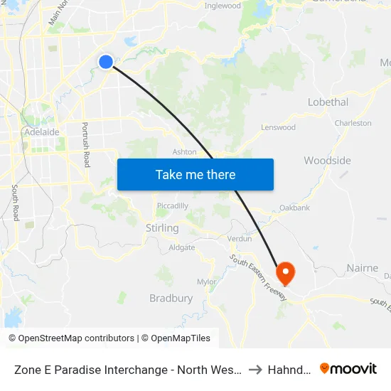 Zone E Paradise Interchange - North West side to Hahndorf map