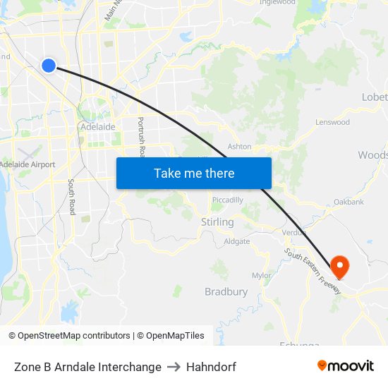 Zone B Arndale Interchange to Hahndorf map