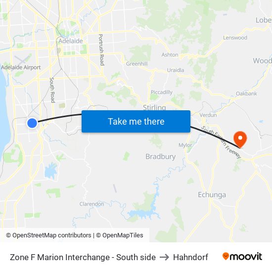 Zone F Marion Interchange - South side to Hahndorf map