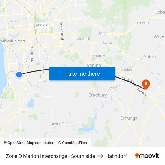 Zone D Marion Interchange - South side to Hahndorf map