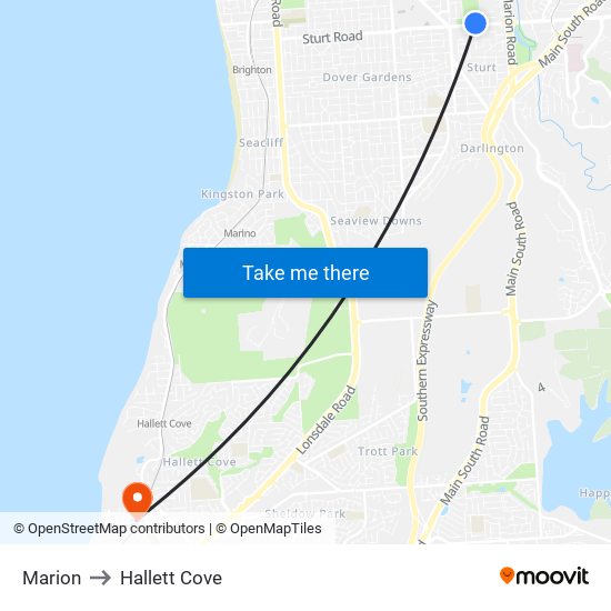 Marion to Hallett Cove map