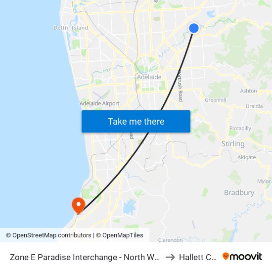 Zone E Paradise Interchange - North West side to Hallett Cove map