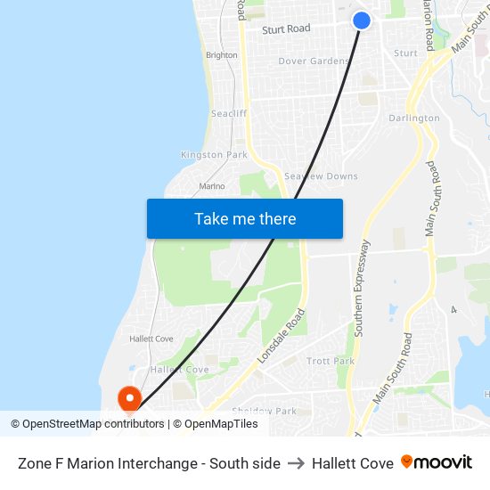 Zone F Marion Interchange - South side to Hallett Cove map