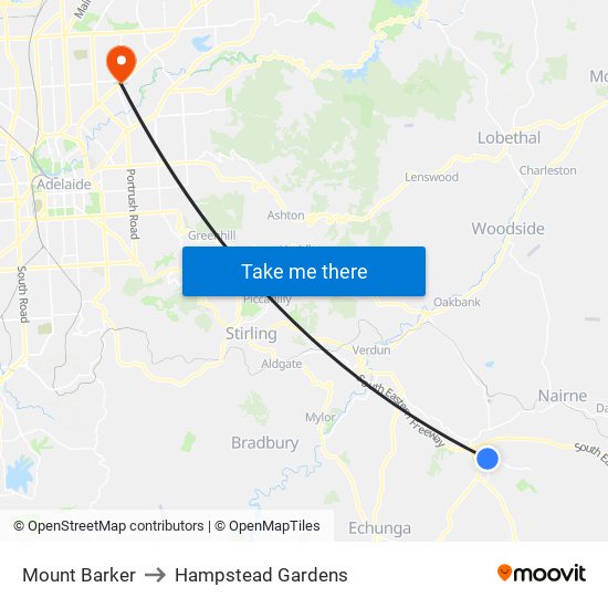 Mount Barker to Hampstead Gardens map