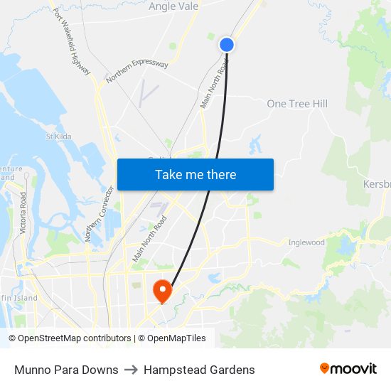 Munno Para Downs to Hampstead Gardens map