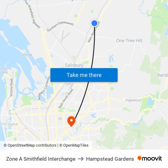 Zone A Smithfield Interchange to Hampstead Gardens map