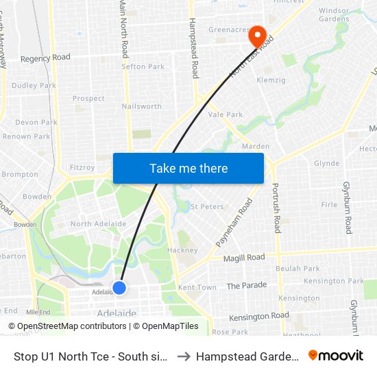 Stop U1 North Tce - South side to Hampstead Gardens map