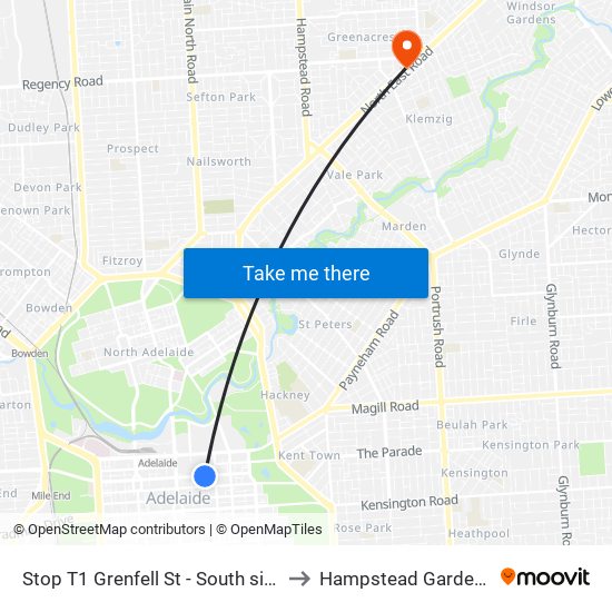 Stop T1 Grenfell St - South side to Hampstead Gardens map