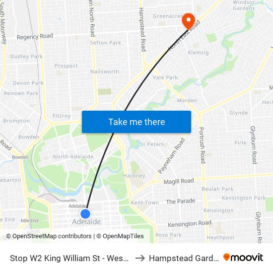 Stop W2 King William St - West side to Hampstead Gardens map