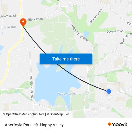 Aberfoyle Park to Happy Valley map