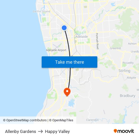 Allenby Gardens to Happy Valley map