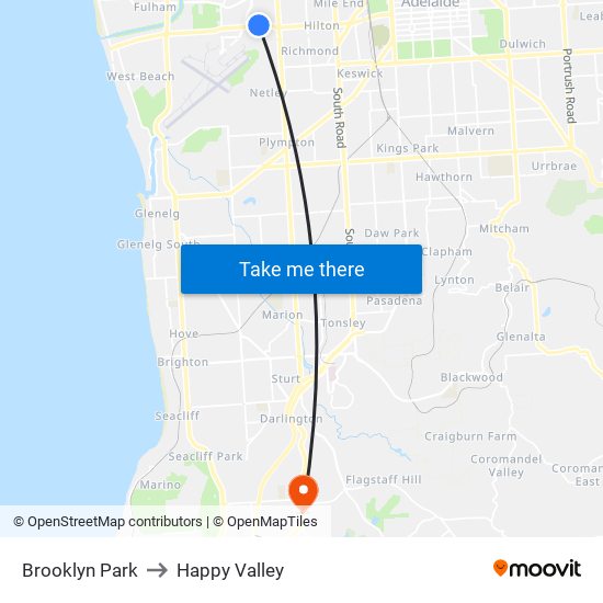 Brooklyn Park to Happy Valley map