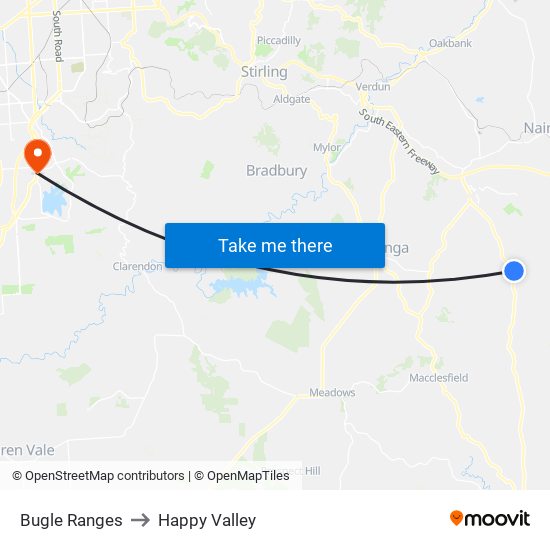 Bugle Ranges to Happy Valley map