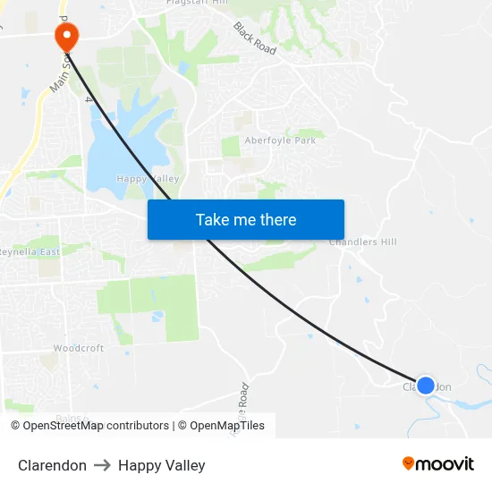 Clarendon to Happy Valley map