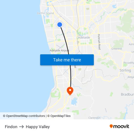Findon to Happy Valley map