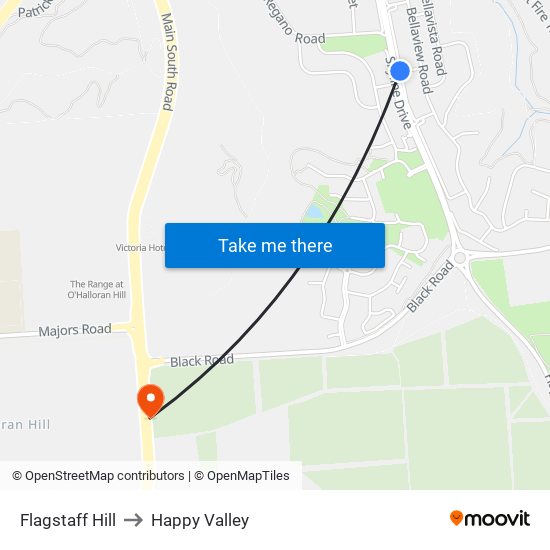 Flagstaff Hill to Happy Valley map