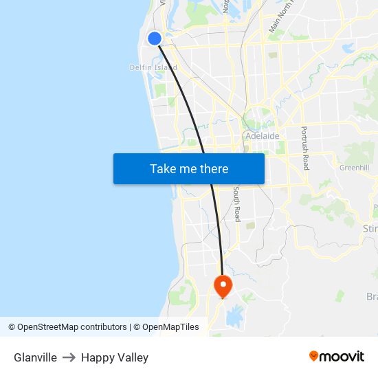 Glanville to Happy Valley map