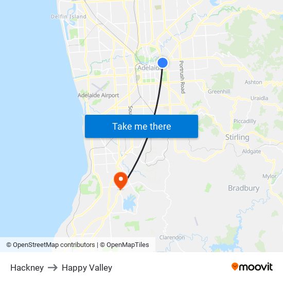 Hackney to Happy Valley map