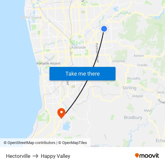 Hectorville to Happy Valley map