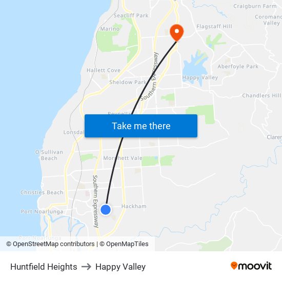 Huntfield Heights to Happy Valley map